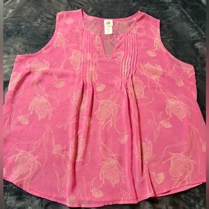 CAbi Corsage Top Pink Floral Sleeveless Blouse
